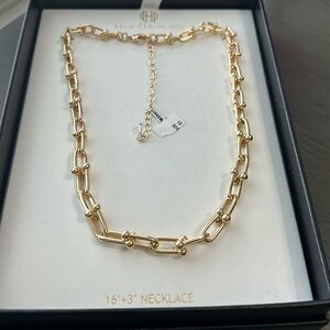 House of Harlow Gold Tone U Link Necklace NIB